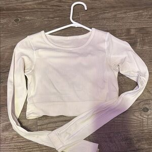 White Lululemon Long Sleeve Crop Top